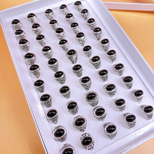 Etnische stijl vergulde ring met ingelegde natuursteen, retro geometrisch, voor de wijsvinger, stemmingssensitief, edelsteenring - Product Image 4