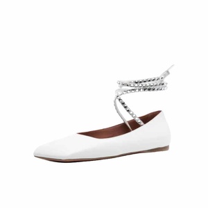 Primavera estate ragazze scintillanti strass scarpe stringate alla moda da donna a punta quadrata Comfort <span class=keywords><strong>ballerine</strong></span> bianche <span class=keywords><strong>nere</strong></span> - Product Image 4