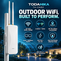 TODAHIKA TH-OA82 Point d'accès sans fil extérieur AC1200 double bande avec deux antennes 5dBi, étanche IP65, PoE, couverture jusqu'à 200m