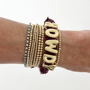 Custom Name Jewelry Bandana Inspired Gameday <strong>Bracelets</strong> Mix and Stack Scarf <strong>Bracelets</strong> Gold Large Alphabet Letter <strong>Beads</strong> Charms - Product Image 2