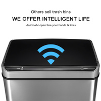 Cubo de Basura Automático de 30L - 80L, Cubo de Basura Inteligente de Acero Inoxidable con Sensor, Cubo de Basura para Cocina