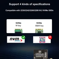 Carte adaptateur M.2 NVME SSD vers PCIe 4.0, 64 Gbps, adaptateur M-Key PCIe4.0 X1 X4 pour PC de bureau, carte PCI-E GEN4 pleine vitesse