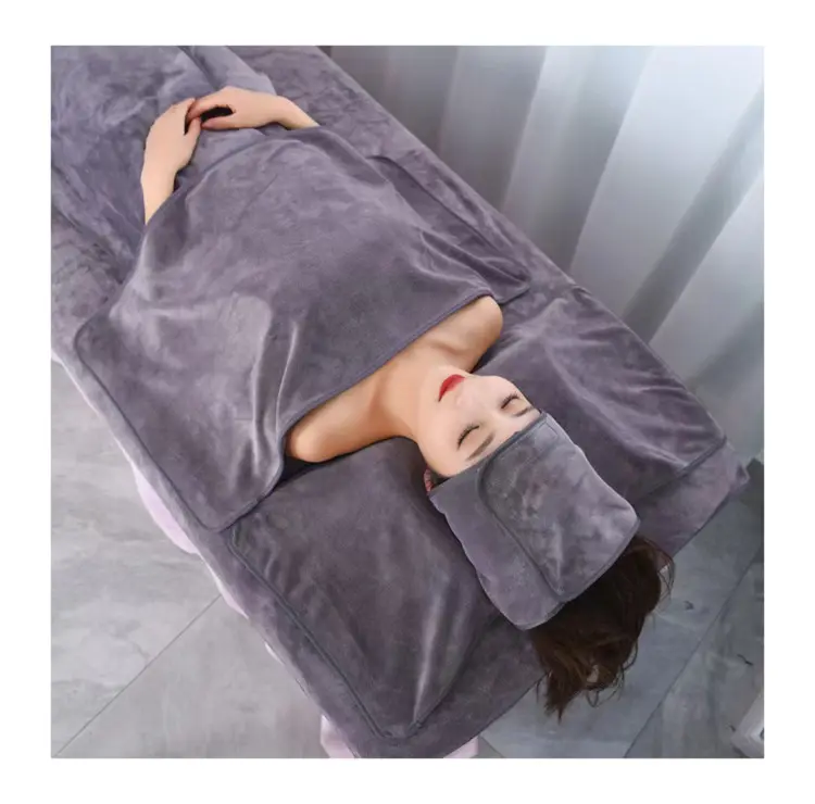 Vente en gros chine ensemble de serviettes de salon Super absorbantes envelopper les cheveux en microfibre serviettes de beauté grises serviettes de spa