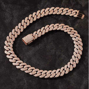 Silver/<b>Gold</b> <b>Plated</b> Luxury Cuban Link <b>Chain</b> <b>Necklace</b> Lab Grown Brilliant Cut Iced Diamonds IGI Certified Unisex Hip Hop Stylish - Product Image 1