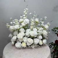 Composition florale en soie réaliste pour mariage, décoration de fond de fête, boule de fleurs artificielles blanches pour allée centrale