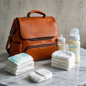 おむつバックパック断熱ジッパーポケット付きカスタムベビーアイテム整理バッグブラウンビーガンレザーミイラバッグメーカー - Product Image 4