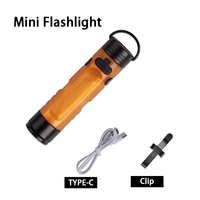 3 Modes Type C Lampe de poche magnétique Mini porte-clés Lampe de poche USB rechargeable Torche LED pour camping en plein air Urgence