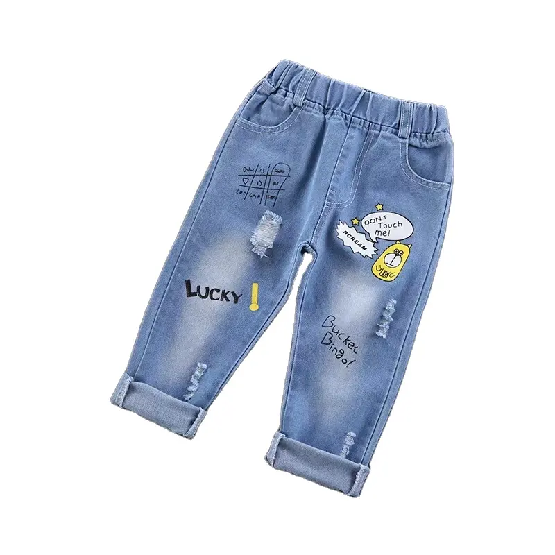 Summer boy pants 3-8 years old wholesale kids clothes casual jeans unisex cartoon boy jeans