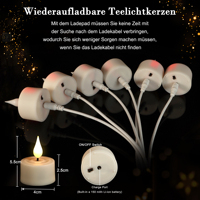 Velas LED Realistas sin Llama con Efecto de Parpadeo, Recargables por USB, con Control Remoto para Decoración de Eventos, Juego de 12