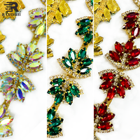 Chaîne en verre ornée de strass colorés et brillants, modèle double explosif doré, pour la couture, les loisirs créatifs et la décoration de mariages et de fêtes