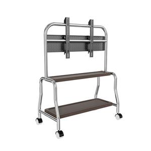 Carga económica 50kg Soporte de <span class=keywords><strong>TV</strong></span> de acero inoxidable Altura ajustable Carro de <span class=keywords><strong>TV</strong></span> móvil Carro de <span class=keywords><strong>TV</strong></span> con <span class=keywords><strong>estante</strong></span> - Product Image 5