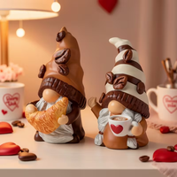 Figurines de collection en résine de couple de gnomes caféineurs pour la Saint-Valentin, 2 pièces, décoration intérieure pour salon, bibliothèque, bureau