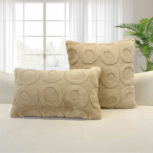 Nouvelle <span class=keywords><strong>Housse</strong></span> de <span class=keywords><strong>Coussin</strong></span> Jacquard en Peluche Circulaire, Style Minimaliste Uni Tendance, pour Canapé de Salon et Maison - Product Image 1