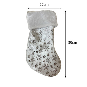 Giáng sinh treo bông tuyết vớ 39x22cm vải sang trọng & cảm thấy vải thân thiện với môi mềm tùy chỉnh Khâu Thêu với logo - Product Image 4