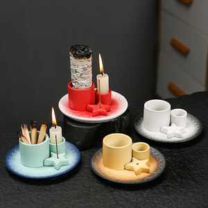 Brûleur d'encens et porte-bougie en céramique nordique minimaliste, diffuseur de parfum moderne pour <span class=keywords><strong>sauge</strong></span> et Palo Santo, plateau créatif pour une ambiance intérieure. - Product Image 3