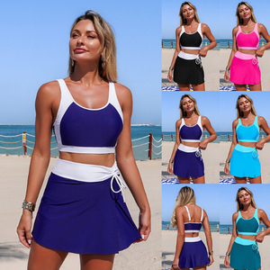 Ensemble bikini jupe <span class=keywords><strong>taille</strong></span> <span class=keywords><strong>haute</strong></span> pour <span class=keywords><strong>femme</strong></span>, <span class=keywords><strong>maillot</strong></span> <span class=keywords><strong>de</strong></span> <span class=keywords><strong>bain</strong></span> deux pièces amincissant pour les vacances à la plage - Product Image 5