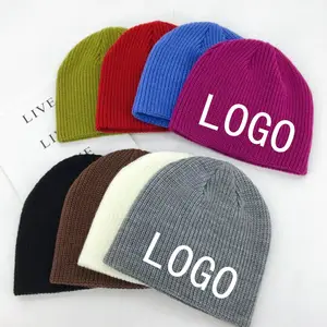 Pabrik OEM Disesuaikan Uniseks Hangat Tanpa Tepi Knit Topi Beanies Tahan Angin