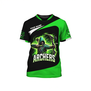 Camiseta de tiro con arco personalizada, verde y negra, con nombre personalizado, regalo para el equipo - Product Image 2
