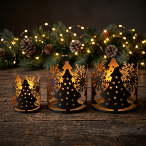 Sonnet Decor Handmade Iron Lantern <b>Candle</b> Stand <b>Christmas</b> <b>Tree</b> Pattern Waterproof Lead Free Eco-Friendly for Home Decoration - Product Image 2