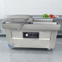 Scelleuse sous vide semi-automatique électrique industrielle à double chambre 400P, économe en énergie, pour usage commercial en usine et magasin, avec caisse en bois