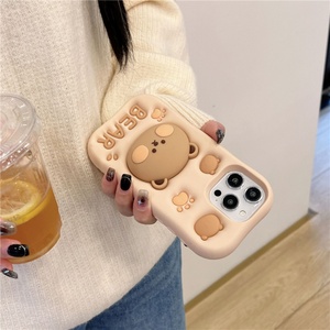 เคสโทรศัพท์ซิลิโคนนิ่มลายการ์ตูนอนิเมะหมี 3 มิติ น่ารัก พร้อมขาตั้ง สำหรับ iPhone 16 Pro Max 15 14 13 12 Pro เคสโทรศัพท์น่ารัก - Product Image 4