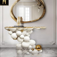 Design personnalisé Table console moderne de haute qualité Table console de salon en acier inoxydable noir et or
