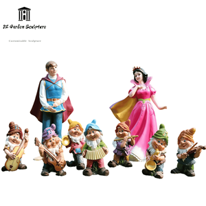 Scultura da Esterno Grande in Resina di Fibra di Vetro, Cartone Animato <span class=keywords><strong>Principessa</strong></span> Biancaneve e i Sette Nani - Product Image 1
