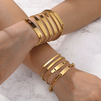 Bracelet en acier inoxydable personnalisable avec gravure, bracelet en or avec nom et logo pour homme et femme, pour la création de bijoux DIY