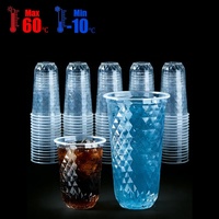 Gobelets en plastique jetables personnalisés de 95 mm en PP pour boissons froides, thé à bulles, jus, vente en gros, avec couvercle, 16 oz, 20 oz