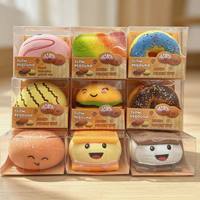 Grand jouet anti-stress souple en PU à rebond lent, imitation nourriture (donut, burger, toast), avec boîte cadeau