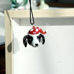 Llavero de cristal Zibo con diseño de perro pastor y sombrero navideño, colgante para mochila escolar, adorno para llaves de coche, regalo para amigos, decoración - Product Image 2