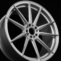 Nouvelle jante de voiture en alliage d'aluminium forgé à 10 branches, brossée argentée, concave, avec logo personnalisé, 18-22 pouces, 5x114.3