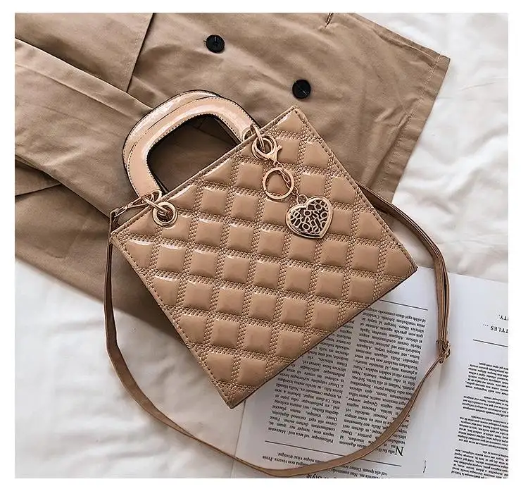 Mesdames sacs en cuir verni chaîne carrée marque logo personnalisé sacs à main de mode pour les femmes de luxe