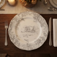 Service de table en porcelaine bleu rétro à motifs floraux, vaisselle vintage à fleurs, assiettes à dessert et plats