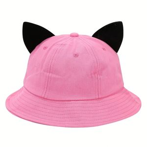 Trendy Brand Cartoon Little Devil Ear Dome-shaped Solid Color Adjustable 100% Cotton Breathable Fisherman Sun <b>Hat</b> - Product Image 5