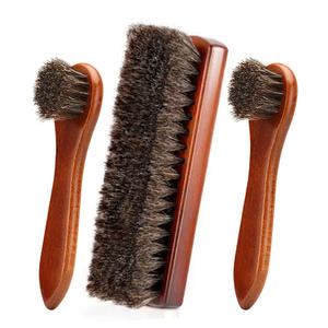 Brosse à chaussures en crin de cheval Premium véritable poils de cheval doux manche en bois pour chaussures <span class=keywords><strong>bottes</strong></span> et soin du cuir outil de nettoyage de voiture - Product Image 1