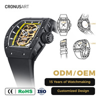 Montre en forme de tonneau en édition limitée Montre mécanique à remontage manuel en fibre de carbone Montre pour homme
