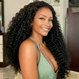 Pelucas de Cabello Humano Brasileño Rizado Profundo, Densidad 250%, Super <span class=keywords><strong>Double</strong></span> Drawn, al por Mayor, Pelucas de Cabello Humano con Frente de Encaje Rizado al Agua, sin Pegamento - Product Image 3