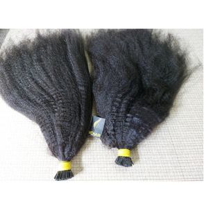 Precio barato Kinky Straight Flat Tip Extensiones de cabello humano 100% Remy Human Raw Natural Hair Rizado Cutícula Cabello alineado - Product Image 1