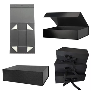 Boîte pliante en carton rigide avec logo personnalisé, estampage à chaud UV, emballage cadeau noir magnétique - Product Image 3