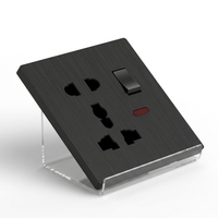 Prise murale électrique multifonction KESHIQI en cuivre, design texturé 3D brossé noir, pour maison et bureau, fournie par l'usine