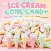Pastelkleurige ijshoorntjesvormige marshmallow zoete roomtopper hoorntjes marshmallow snoepgoed groothandel
