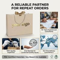 Sac en papier élégant avec logo personnalisé, certifié FSC, sac cadeau de luxe en papier doré pour bijoux et cosmétiques avec nœud en ruban, sac de transport pour le shopping