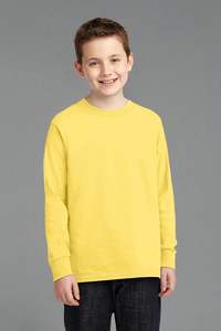 Port & Company Camiseta informal de manga larga 100% algodón para niños 54 oz Patrón sólido Jersey Tela Diseño en blanco - Product Image 5