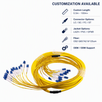 Kabel Patch Fiber Optik Duplex LC ke LC 24 Core G657A2 LSZH Low Smoke Zero Halogen OS2 Fanout Jumper Panjang Kustom OEM