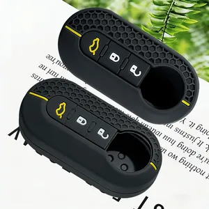 Custodia Protettiva in Silicone Morbido Premium per Chiave Auto <span class=keywords><strong>Fiat</strong></span> 500, Cover per Chiave Pieghevole a Scatto per <span class=keywords><strong>Fiat</strong></span> <span class=keywords><strong>Punto</strong></span> Panda, <span class=keywords><strong>Accessori</strong></span> Auto - Product Image 3