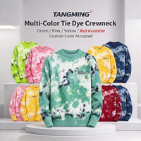Pull en maille col rond tie-dye OEM pour homme, style streetwear ample avec étiquette tissée, fabrication TANGMING, logo de marque personnalisé, tricot.