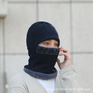 Bonnet d'hiver unisexe personnalisé en coton tricoté jacquard avec doublure polaire, chaud, pour la protection du visage et du cou, tout-en-un - Product Image 2