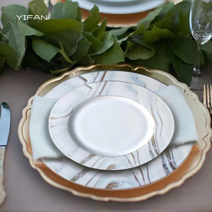 Luxury White <b>Marble</b> With Gold Rim For Party Charger Plates Dishes Ceramic Dinner <b>Sets</b> Fine Bone China Four-Piece <b>Set</b> Wedding - Product Image 4