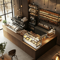 M2 Display Simple Brown Food Shop Cafe Bar Comptoir Design Présentoir à gâteaux et armoire en verre Comptoir de boulangerie